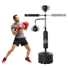 HOMCOM 3-in-1 Boxing Punching Bag, Freestanding with 2 Speed Bals, 360√Ç¬∞ Reflex Bar, 160-230cm Adjustable Height, Black