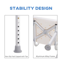 HOMCOM Bath Chair Shower Stool Safety Seat Bathroom Adjustable Positions Elderly Aids