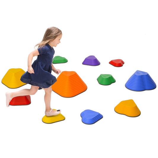 AIYAPLAY 11-Piece Heart-Shaped Kids Balance Stepping Stones and Motor Skills, Multicoloured