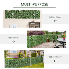 Outsunny 2-Piece Artificial Leaf Hedge Screen Privacy Fence Panel for Garden Outdoor Indoor Decor, Dark Green, 2.4M x 1M