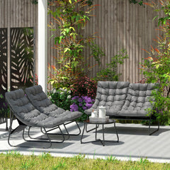 Outsunny Four-Piece Curved Seat Garden Sofa Set - Grey/Black