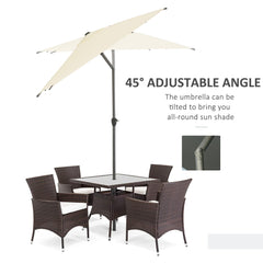 Outsunny 3 x 2m Garden Parasol Umbrella, Outdoor Market Table Umbrella with Aluminium Pole & Crank, Rectangular Tilting Parasol Sun Shade Canopy, Beige