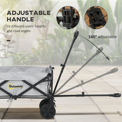 Outsunny Folding Pull Along Cart Cargo Wagon Trolley with Telescopic Handle - Dark Grey