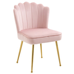 HOMCOM Velvet-Feel Shell Accent Chair - Pink