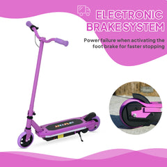 AIYAPLAY Electric Scooter for Ages 6-14, with Colourful Light and Electric Brake, Electric Scooter E Scooter, Up to 10 KM/H & 8 KM, Purple