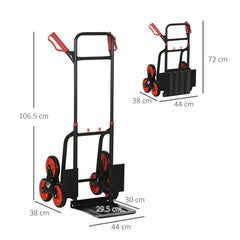 DURHAND Steel Climbing Stairs Trolley Hand Trucks 6-Wheels Foldable Load Cart 120kg