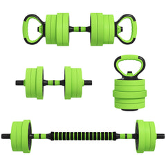 SPORTNOW 40kg Four-In-One Adjustable Weight Dumbbells Set, Barbell, Kettlebell, Push Up Stand - Green