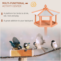 PawHut Wooden Bird Table Free Standing Feeder Garden Sheltered Feeding Station Parrot Stand Birdhouse â40x113cm