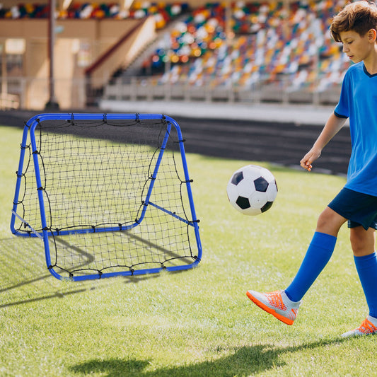 HOMCOM Double Sided Football Rebounder Net, Football Rebound Goal with Five Adjustable Angles, Blue