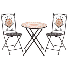 Outsunny 3 Piece Mosaic Bistro Set, 2 Folding Chairs & 1 Round Table Outdoor Furniture for Outdoor, Balcony, Poolside, Yellow