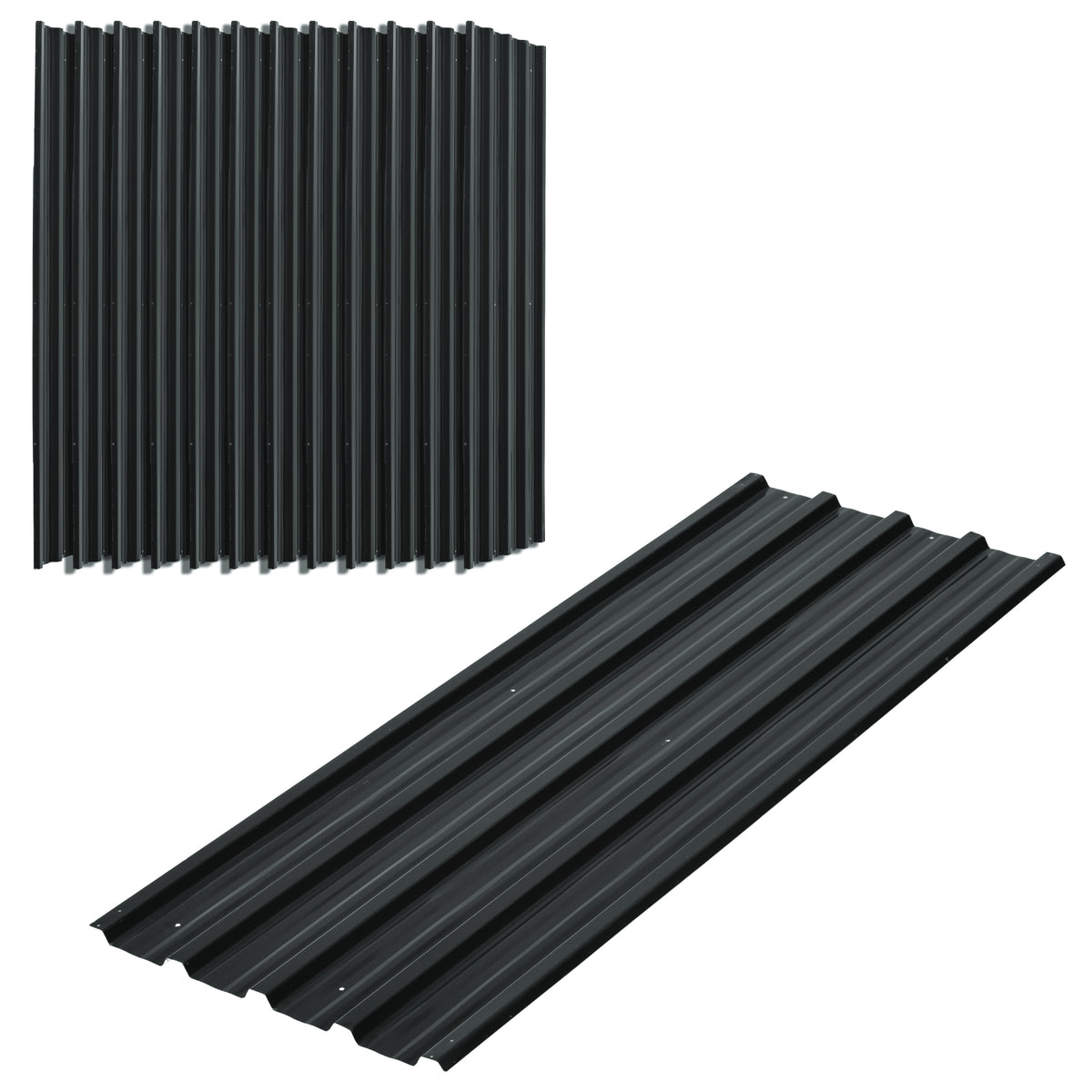 Outsunny Set of 12 Corrugated Steel Roof Sheet Panels - Dark Grey