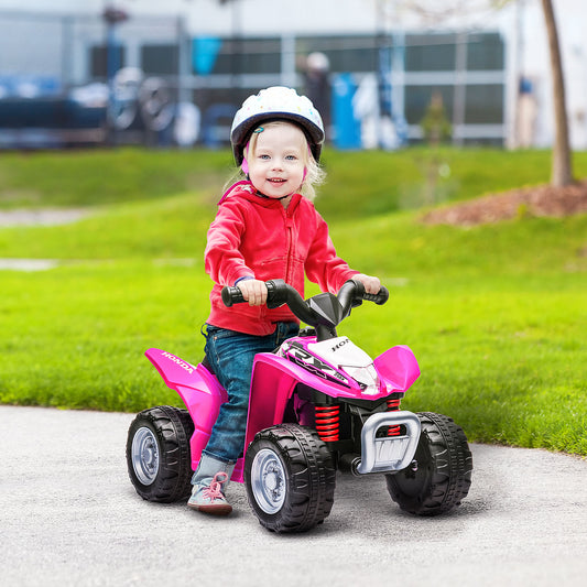 AIYAPLAY Honda Licensed Kids Electric Quad Bike, 6V ATV Ride On for Ages 1.5-3 Years, Pink