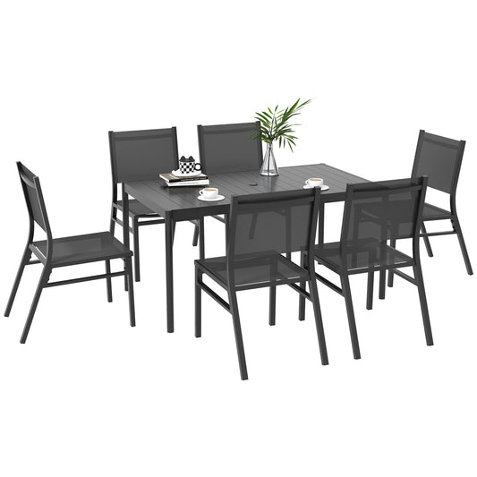 Outsunny Seven-Piece Steel Dining Set, with Aluminium-Top Table