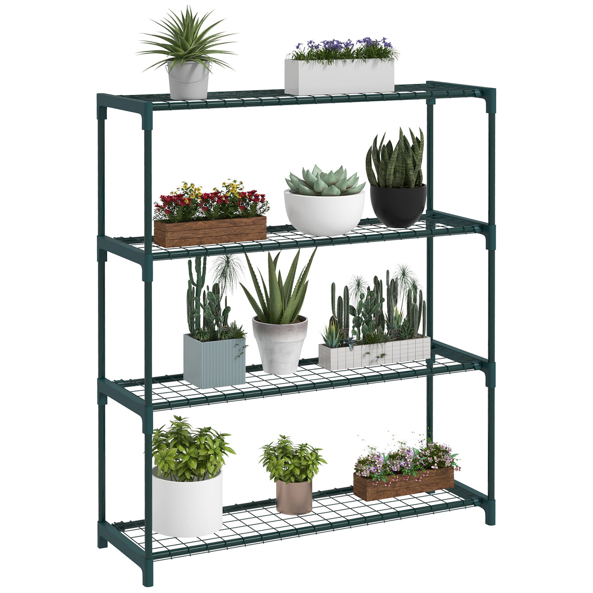 Outsunny Four-Tier Steel Plant Shelf - Black