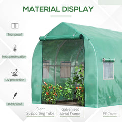 Outsunny Polytunnel Greenhouse with Windows and Door, Walk in Greenhouse for Garden, Backyard (4 x 2 M)