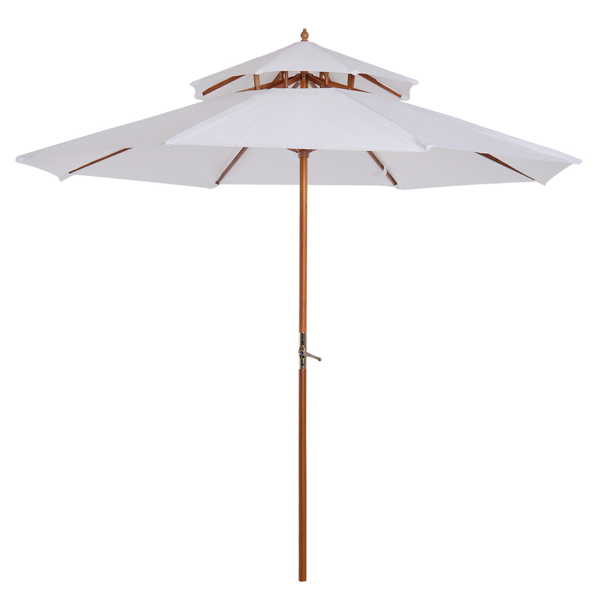 Outsunny 2.7m Elegant Wooden Frame Parasol Umbrella - Cream White