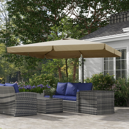 Outsunny 3m Cantilever Parasol, with Four-Position Canopy - Khaki