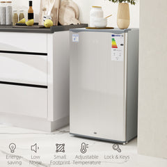 HOMCOM 91L Freestanding Under-Counter Fridge with Lock - Grey