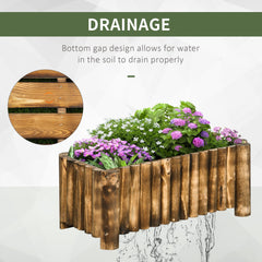 Outsunny 52L Raised Flower Bed Wooden Rectangular Planter Container Box Herb Pot Flower Pot 78L x 35W x 30H (cm)