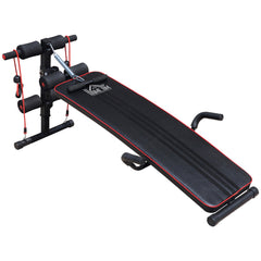 جهاز تمارين اللياقة البدنية HOMCOM Sit Up Bench Core AB Workout Fitness Excerseise Machine قابل للتعديل لدعم الفخذين في صالة الألعاب الرياضية المنزلية باللون الأسود