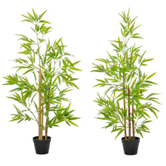 Outsunny Set of 2 120cm/4FT Artificial Bamboo Trees Decorative Plant w/ Heavy Pot Indoor Outdoor Style Home Office Greenery Decoration