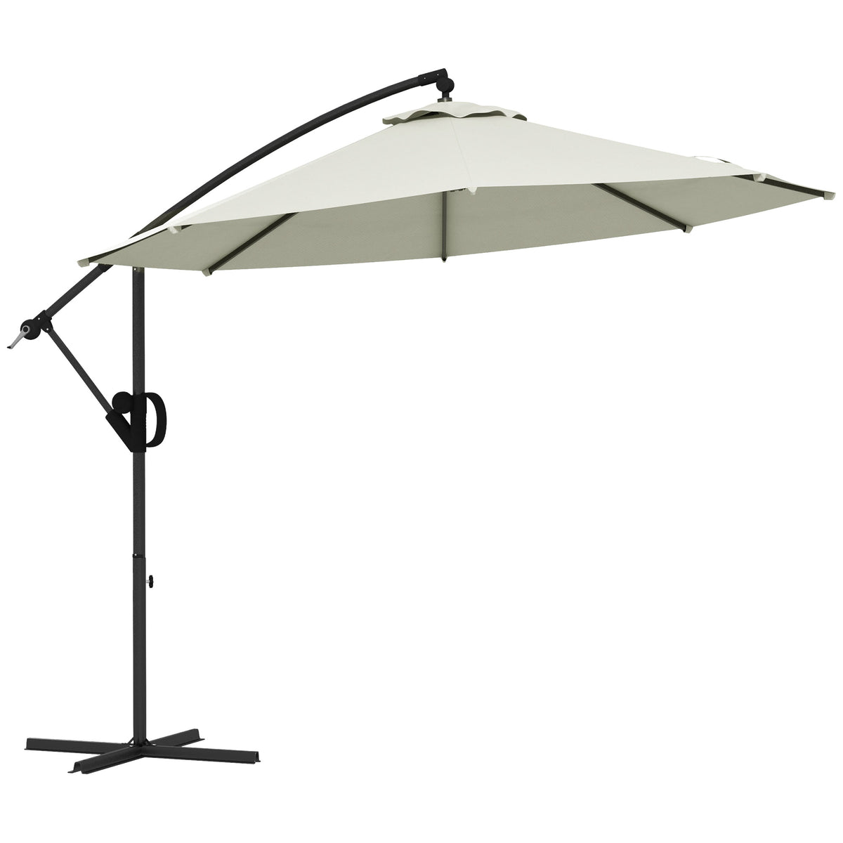 Outsunny 3(m) Offset Cantilever Parasol Umbrella, with Cross Base - Cream