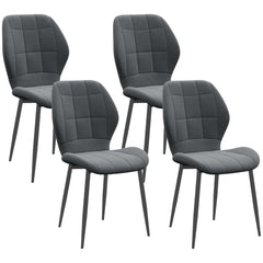 HOMCOM Set of Four Flannel Relaxed Tub Dining Chairs - Dark Grey