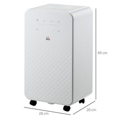 HOMCOM 2000mL Portable Dehumidifier with Air Purifier, 24H Timer, 5 Modes, 12L/Day, for Home Laundry, White