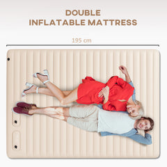 Outsunny Double Inflatable Mattress, with Built-In Pump - White