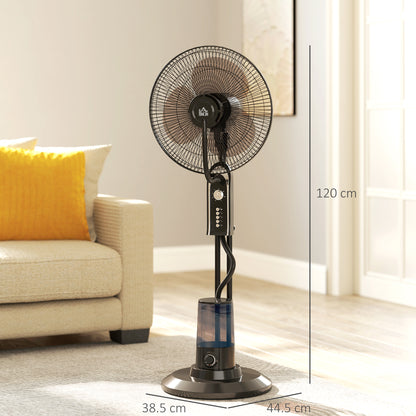 HOMCOM Pedestal Fan with Water Mist Spray, Spray Misting Fan with 70√Ç¬∞ Oscillation, Tilt Head, 4 Speeds, 3 Modes, Adjustable Mist, 3.2L Water Tank, for Home, 120 cm