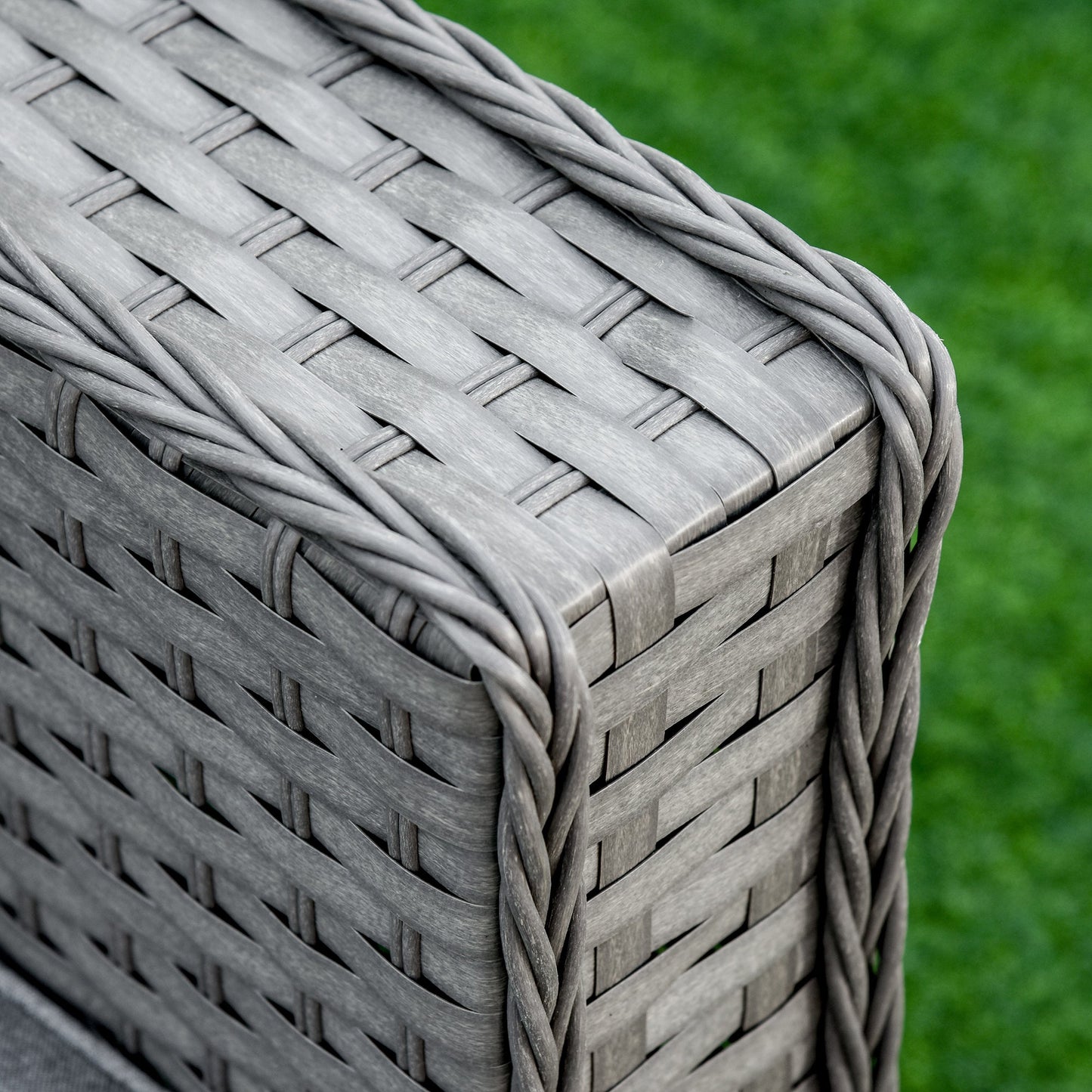 Outsunny 5 PCs PE Rattan Wicker Corner Sofa Set Bonzer Outdoor Conservatory Furniture Lawn Patio Tea Table Footstool w/ Cushion - Grey