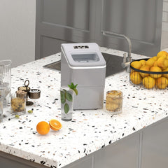 HOMCOM 12kg Countertop Ice Cube Machine, with Scoop - Silver-Tone