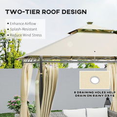 Outsunny 3 x 3 m Solar LED Metal Gazebo - Beige