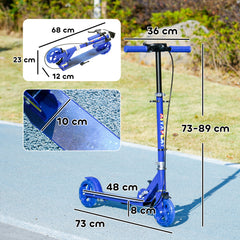 AIYAPLAY Scooter for Kids Ages 3-8 with Adjustable Handle, 2 Light up Wheels, Handbrake & Rear Brake for Girls and Boys, Blue