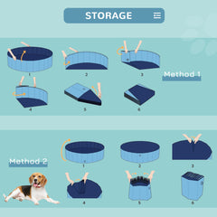 PawHut Foldable Dog Paddling Pool Pet Cat Swimming Pool Indoor/Outdoor Collapsible Bathing Tub Shower Tub Puppy â100 √É‚Äî 30H cm M Sized