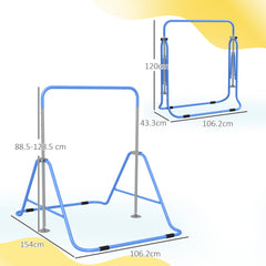 HOMCOM Kids Gymnastic Bar, with Adjustable Height, Foldable Horizontal Bars - Blue