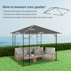 Outsunny 3 x 3(m) Gazebo Canopy Replacement Cover, Garden Gazebo Roof Replacement with Drain Holes, Water Resistant PVC Coating, 370g/√£≈Ω¬°, UPF30+, TOP COVER ONLY, Grey