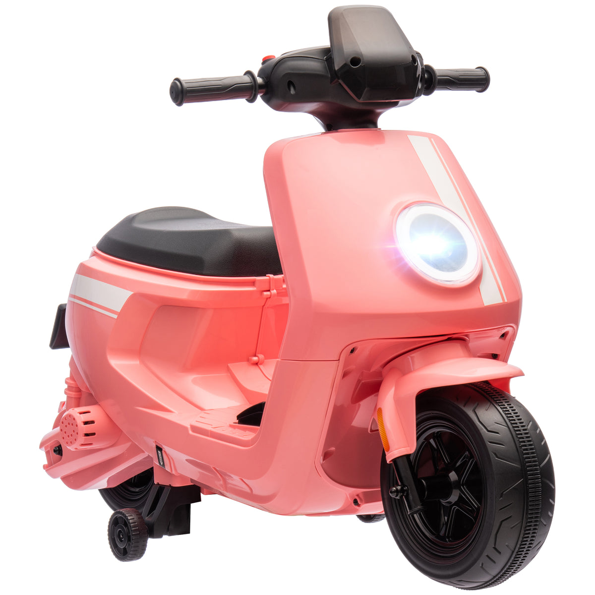 AIYAPLAY 6V Ride on Motorbike, Kids Electric Motorbike w/ Headlights, Music, Training Wheels, for Ages 18-36 Months, Pink