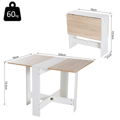 HOMCOM Wooden Folding Dining Table Writing Computer Desk PC Workstation Space Saving Home Office Oak & White