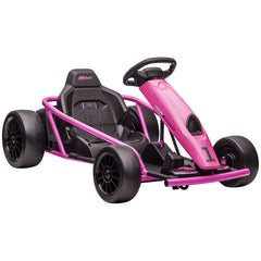 HOMCOM 24V Electric Go Kart for Kids, Drift Ride-On Racing Go Kart with 2 Speeds, for Boys Girls Aged 8-12 Years Old, Pink