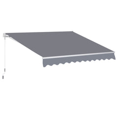 Outsunny 3 x 2.5m Manual Awning Canopy Sun Shade Shelter Retractable for Garden Grey