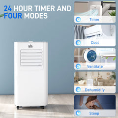 HOMCOM 5000 BTU Portable Air Conditioner, 4-in-1 Air Conditioning Unit, Dehumidifier, Cooling Fan with Remote Control, 2 Speeds, 24H Timer, Window Venting Kit, 12m√Ç¬≤, R290, A Energy Efficiency