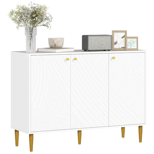 HOMCOM Elegant Two-Cupboard Sideboard - White/Gold-Tone