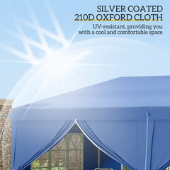 Outsunny 3 x 6 m Garden Pop Up Gazebo, Wedding Party Tent Marquee, Water Resistant Awning Canopy with Sidewalls, Windows, Carry Bag, Blue