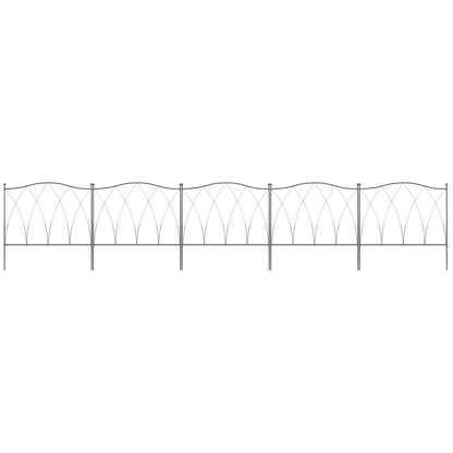 Outsunny Set of Five 61.5cm Decorative Metal Fence Panels - Black