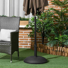 Outsunny 25kgs Round Parasol Base Concrete Umbrella Weight Stand Patio Outdoor Black Dia 49cm