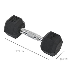 HOMCOM 2x5kg Rubber Dumbbell Sports Hex Weights Sets Gym Fitness Lifting Home