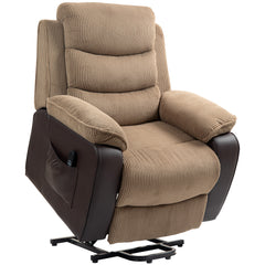 HOMCOM Power Lift Recliner Chair for Elderly, Patchwork Design Oversized Electric Riser and Recliner Armchair for Living Room with Remote Control, USB Port and 2 Side Pockets, Brown