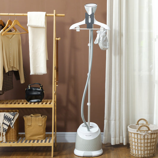 HOMCOM 1800W Standing Clothes Steamer, with Accessories - Grey