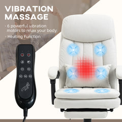 Vinsetto Office Chair, Ergonomic Desk Chair with 6-Point Vibration Massage and Lumbar Heating, Computer Chair with Lumbar Support Pillow, 155√Ç¬∞ Reclining Back and Footrest, Cream White